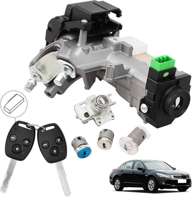 RAMATA 06351-TE0-A11 Ignition Switch Lock Cylinder with Key (with Blank Chip) Compatible with 2008 2009 2010 2011 2012 Honda Accord (Ignition Chip: 46,Frequency: 433mHz) - Image 1